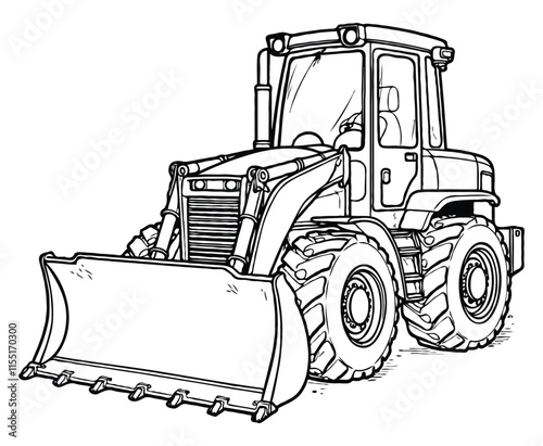 Bulldozer, outline coloring page