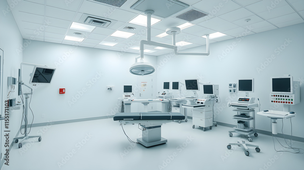Operating room in hospital. Generative AI