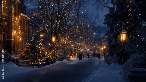 The twinkling lights overhead blended seamlessly with scattered decorations, creating a festive and inviting atmosphere photo