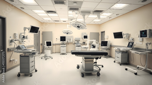 Operating room in hospital. Generative AI