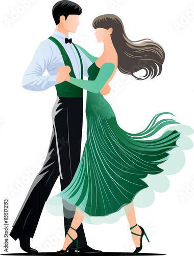 Dancing couple in ballroom dance