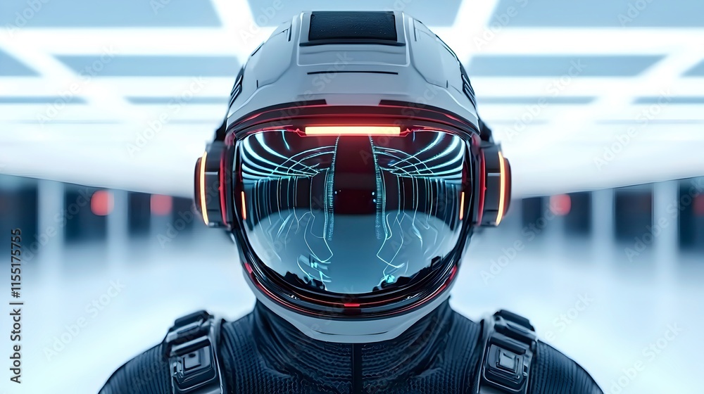 Fototapeta premium Futuristic Space Helmet Design with Neon Elements