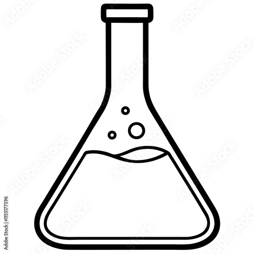 Chemistry Flask Line Art Vector Illustration