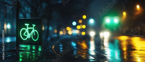 Night City Bike Lane Glow