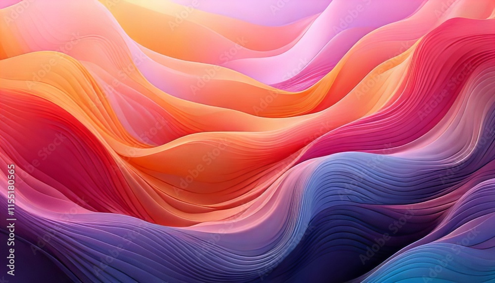 Fototapeta premium A Repeating Abstract Texture of Smooth Gradient Meshes in Pastel Shades of Pink, Purple, and Blue