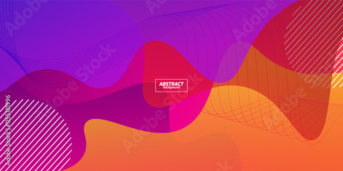 Orange and purple gradient geometric business banner design. Creative banner design with wave and line shape as template. Simple and modern banner. Vector Eps10