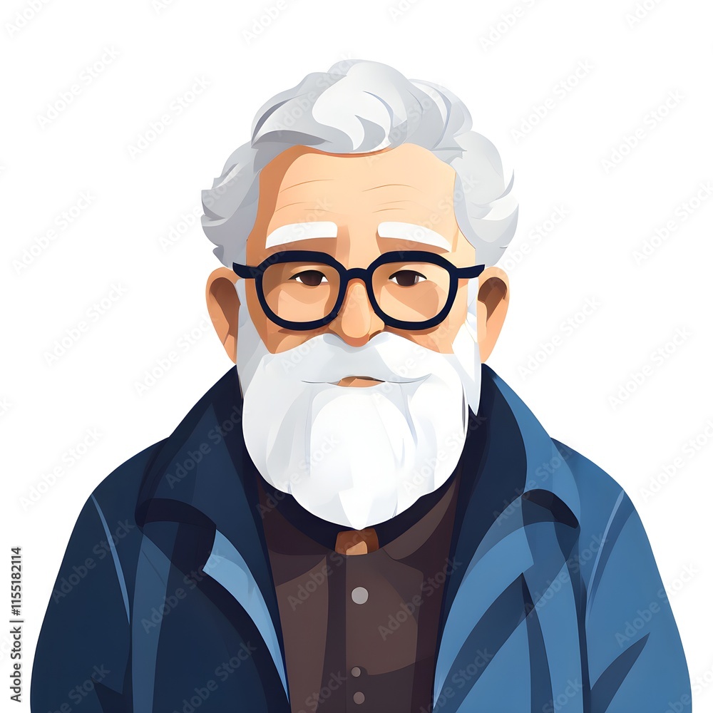 A simple cartoon of an old grandfather with a white background A simple cartoon of an old grandfather with a white background