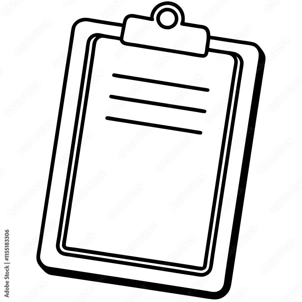 Clipboard Line Art Vector Illustration Clipboard Line Art Vector Illustration
