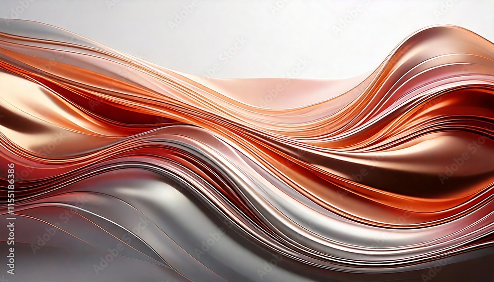 Abstract Metallic Waves in Rose Gold and Silver with Smooth Reflections Abstract Metallic Waves in Rose Gold and Silver with Smooth Reflections