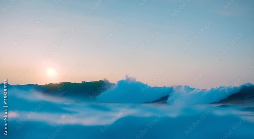 Vertical video of blue tranquil sea with waves and skyline 4K Vertical video of blue tranquil sea with waves and skyline 4K