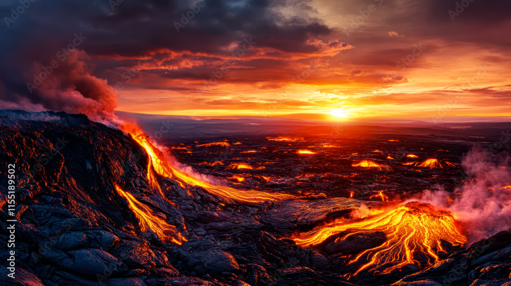 Prehistoric Earth - volcanos, hot lava, no life Prehistoric Earth - volcanos, hot lava, no life
