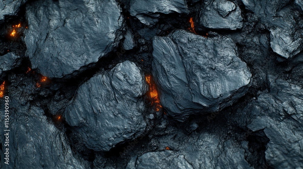 Molten lava flowing through dark grey rocks. Molten lava flowing through dark grey rocks.