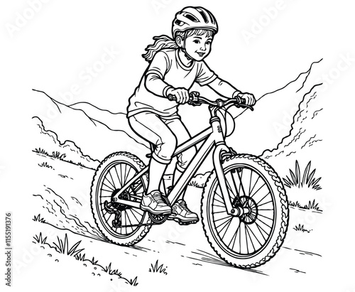mountain of a bicycle rider coloring page