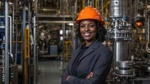 Wallpaper Mural Smiling black chemical engineer posing in a refinery Torontodigital.ca