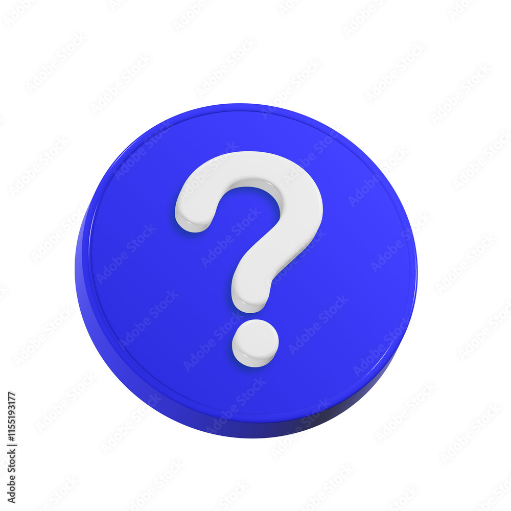 blue question mark icon with circle button icon 3d render blue question mark icon with circle button icon 3d render