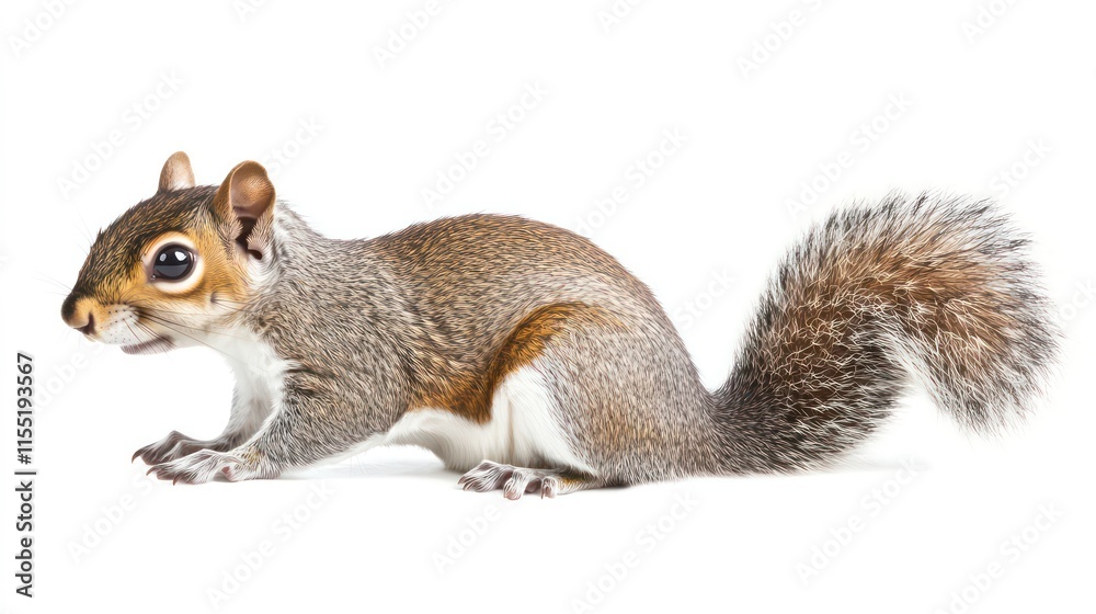 Obraz premium Squirrel side view full body isolate on white background