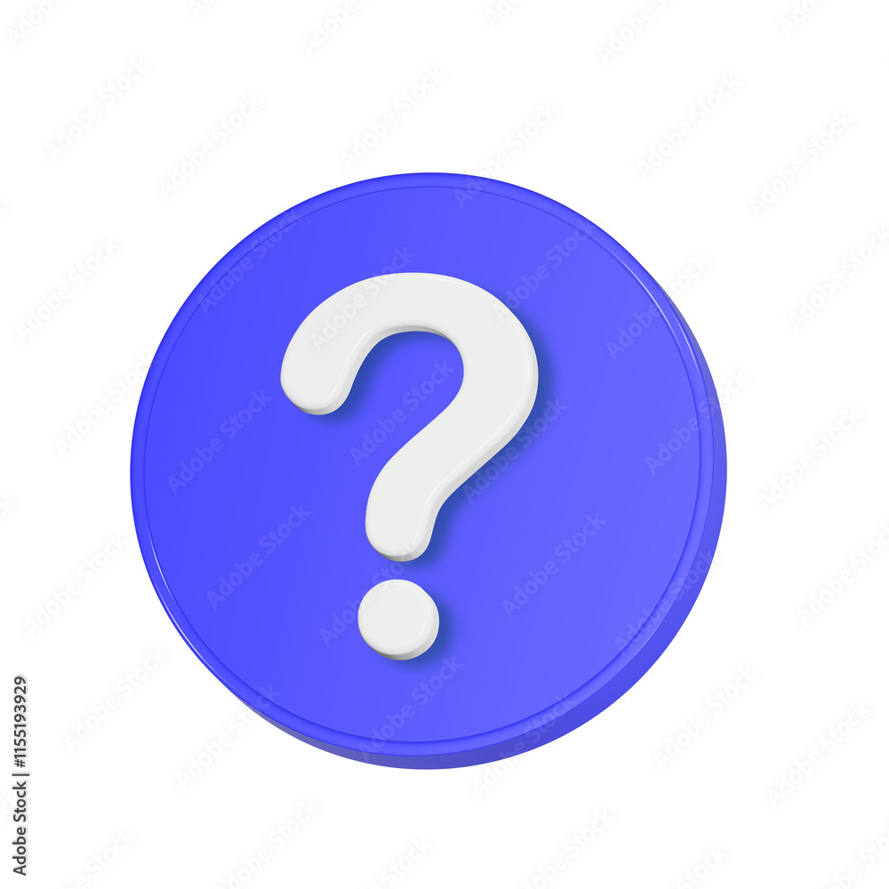 blue question mark icon with circle button icon 3d render blue question mark icon with circle button icon 3d render