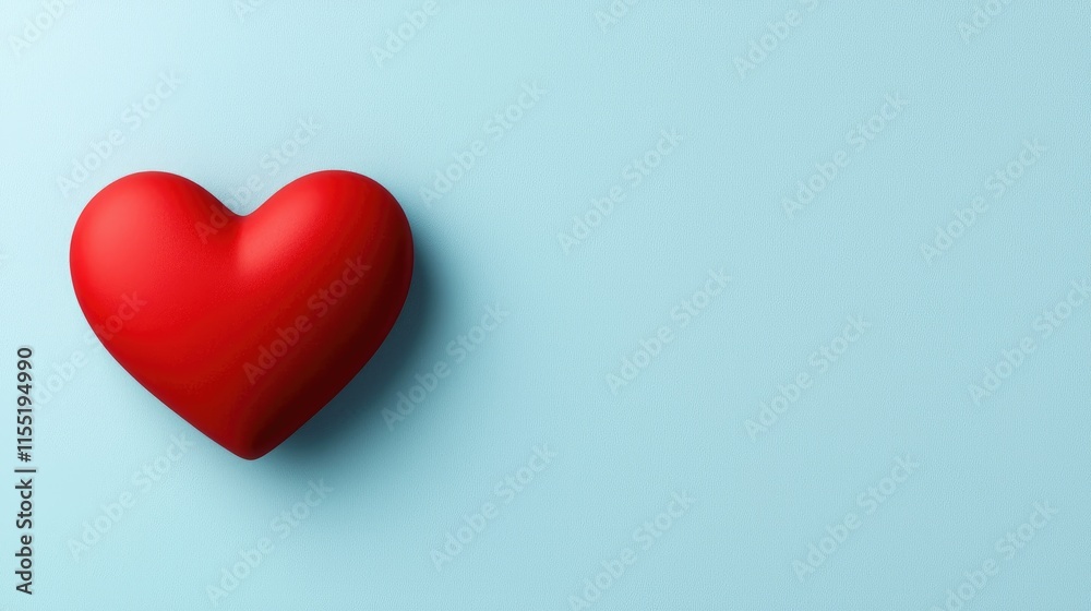 A vibrant red heart rests against a soft blue background, symbolizing love and affection. A vibrant red heart rests against a soft blue background, symbolizing love and affection.