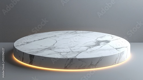 Modern Minimalist Marble Pedestal with Soft Ambient Lighting in a Contemporary Setting