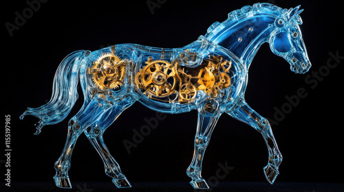 Wallpaper Mural Transparent horse with intricate gold gears inside. Torontodigital.ca