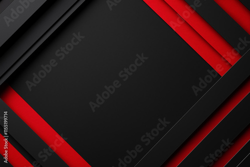 Abstract Geometric Dark Background with Red Lines and Shapes