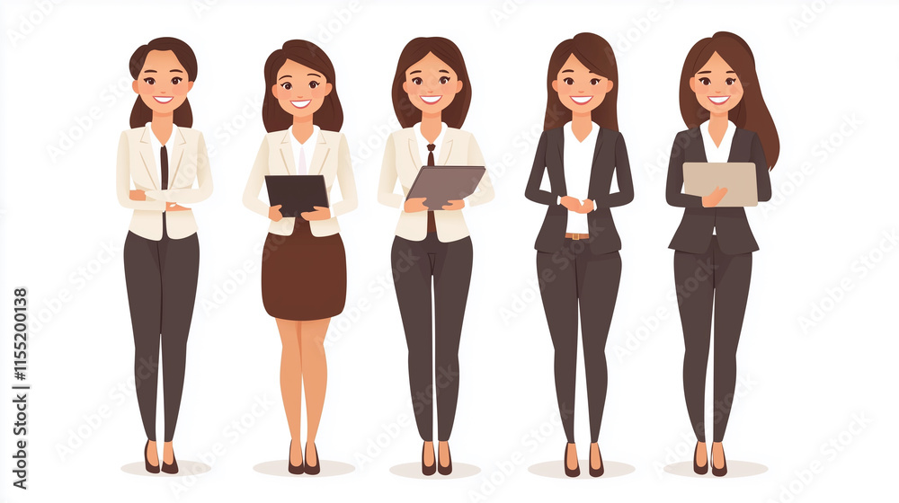 Obraz premium Businesswoman cartoon illustration on white background
