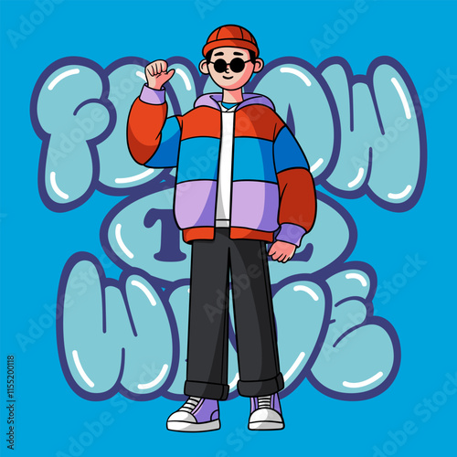 Cartoon comic cool streetwear typography style illustration