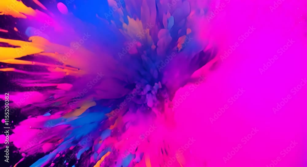 Explosion of bright colorful paint on black background burst of multicolored powder abstract pattern of colored dust splash Video 4K Explosion of bright colorful paint on black background burst of multicolored powder abstract pattern of colored dust splash Video 4K