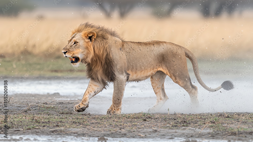 Majestic African Lion in Motion: A Breathtaking Wildlife Capture Majestic African Lion in Motion: A Breathtaking Wildlife Capture