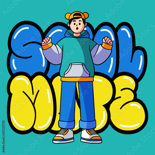 Cartoon comic soulmate streetwear typography illustration
