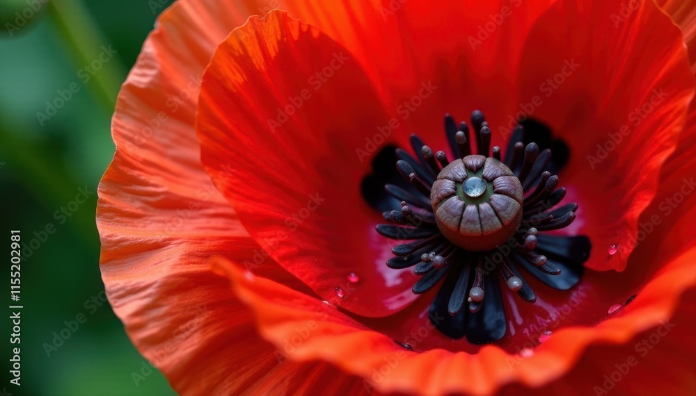 Close-up of single poppy, dew drops on petals, flower photography, beauty, wildflower Close-up of single poppy, dew drops on petals, flower photography, beauty, wildflower