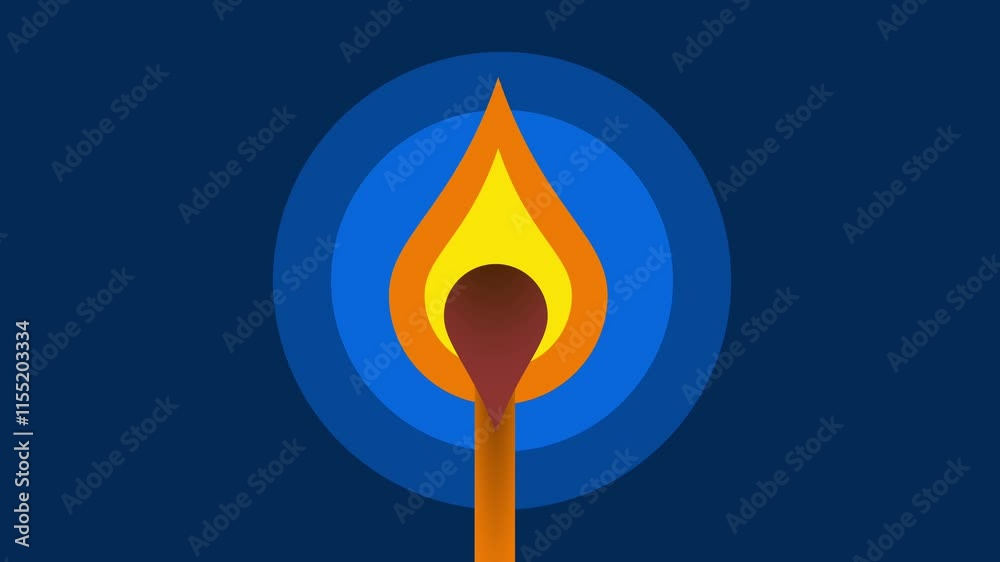 Animation of stylized flame icon, highlighted in bright yellow and orange, set against a dark blue backdrop, symbolizing heat Animation of stylized flame icon, highlighted in bright yellow and orange, set against a dark blue backdrop, symbolizing heat