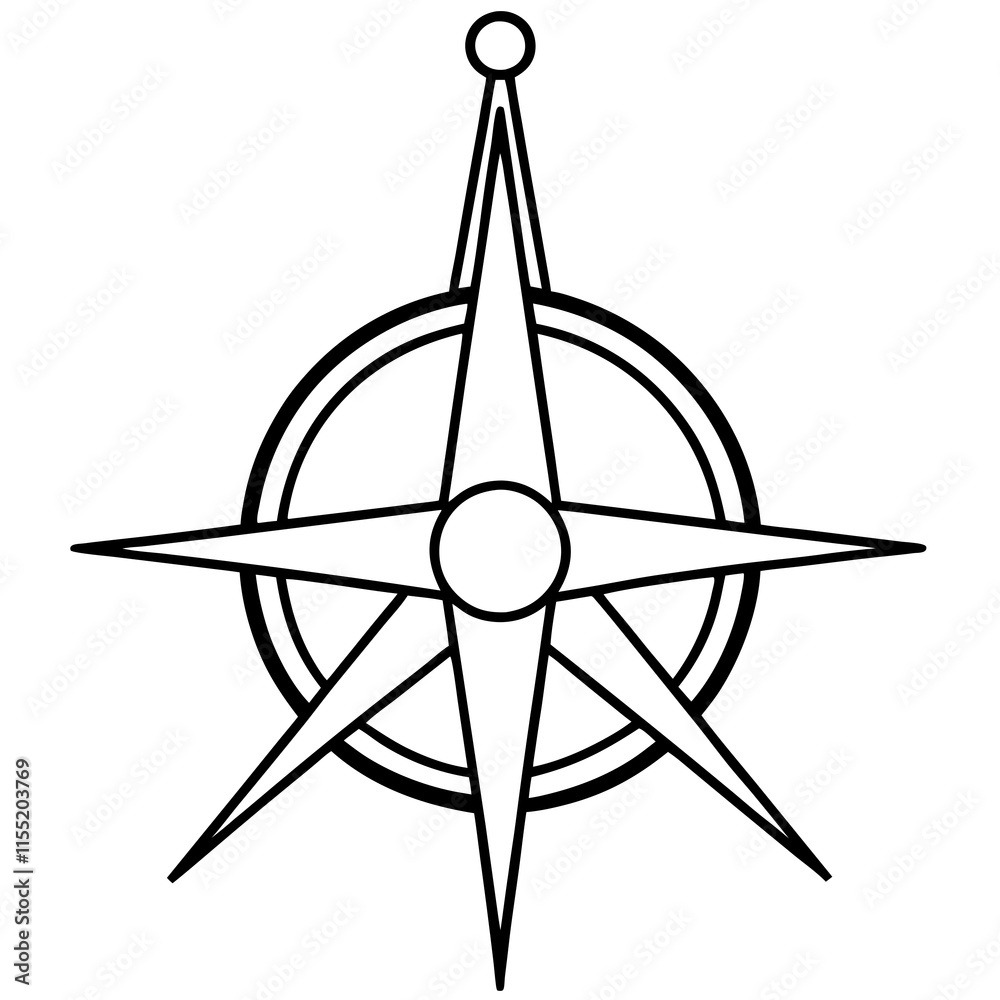 Compass Line Art Vector Design Compass Line Art Vector Design