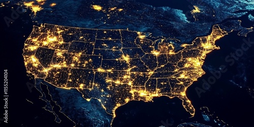 Satellite photographs reveal the bustling city lights across the U.S.