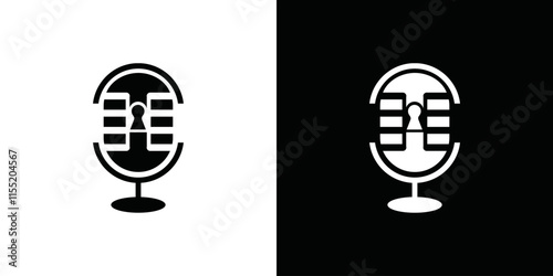 microphone and music vector logo