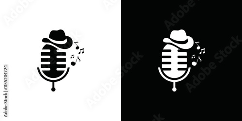 microphone and music vector logo