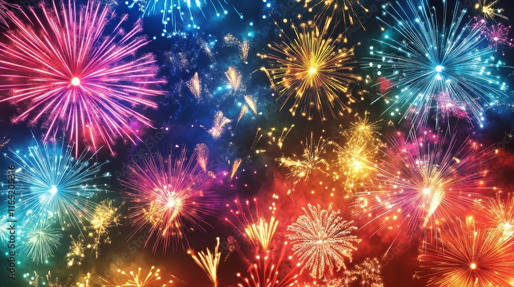 Fototapeta premium Vibrant Fireworks Display
