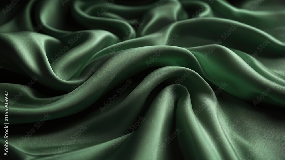 Fototapeta premium Green Silk Background and Luxury Fabric, Satin and Textile Pattern Fashion, Luxury Backdrop, using generative ai