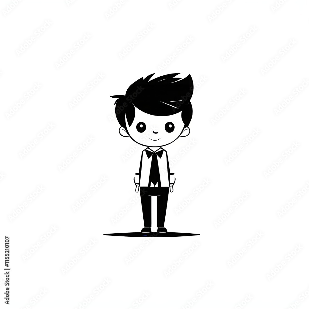A simple cartoon little cute boy with a white background A simple cartoon little cute boy with a white background