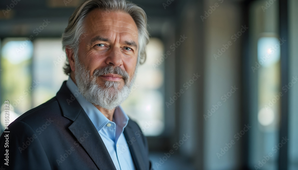 Elderly businessman in dark suit, slightly smiling, in office.Wisdom. Experience. Success in Later Years.Professional portrait, corporate lifestyle, business promotion, career, elderly businessman, ma Elderly businessman in dark suit, slightly smiling, in office.Wisdom. Experience. Success in Later Years.Professional portrait, corporate lifestyle, business promotion, career, elderly businessman, ma