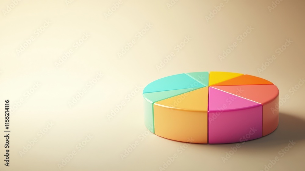 Obraz premium A vibrant pie chart glowing against a soft beige backdrop.