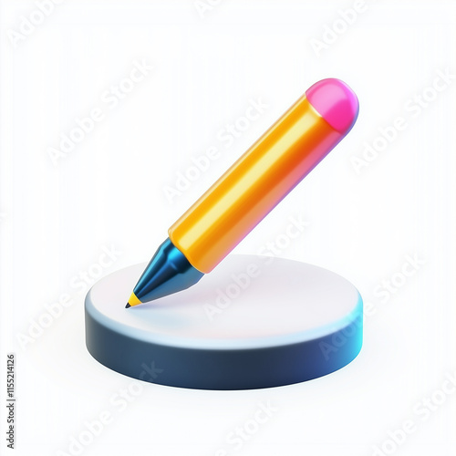3D Render of a Colorful Pencil on a Platform.