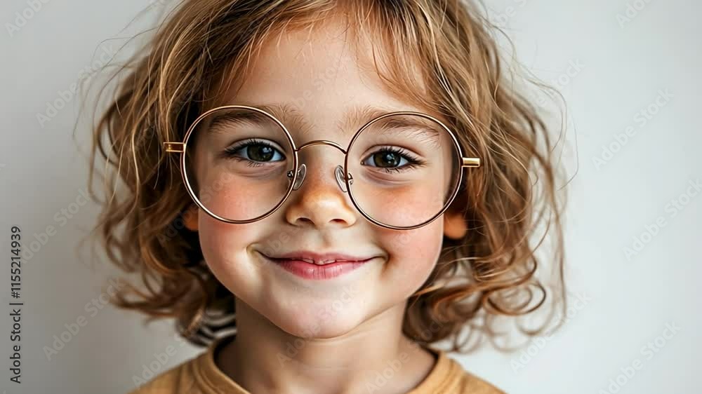 Portrait of smiling girl wearing round glasses on white background Portrait of smiling girl wearing round glasses on white background