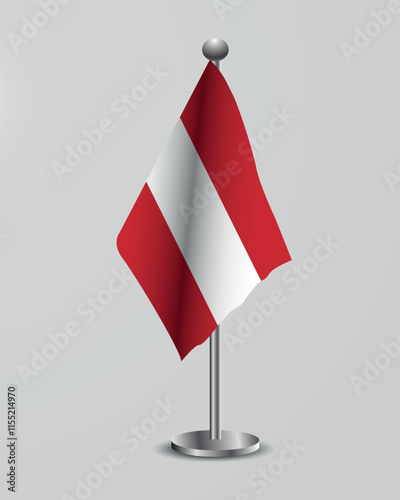 Austrian National Flag on Stand. Austrian flag representation for official meetings, conferences, official events and international events of the country.
