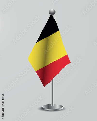 Belgium National Flag on Stand. Representation of the belgium flag for official meetings, conferences, official events and international events of the country.