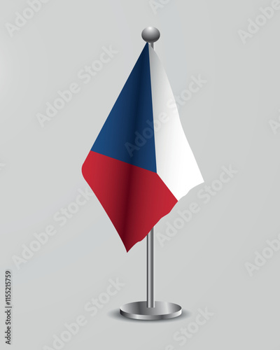 Czech National Flag on Stand. Czech flag representation for official meetings, conferences, official events and international events of the country.