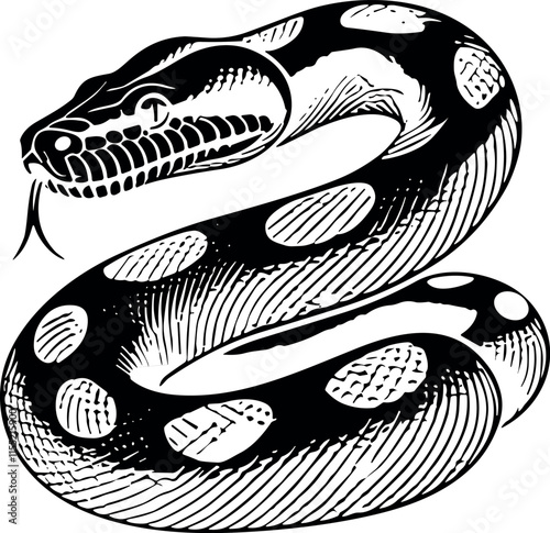 Boas Snake vector black silhouette cricut design for T-shirt