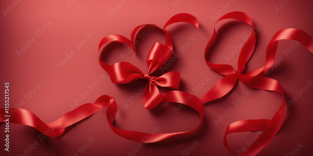 Red curled heart shape ribbon Red curled heart shape ribbon