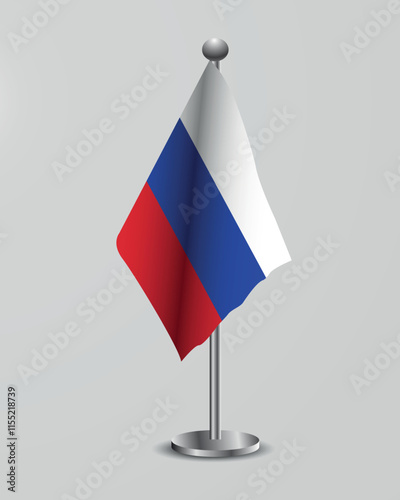 Russian National Flag on Stand. Representation of the russian flag for official meetings, conferences, official events and international events of the country.