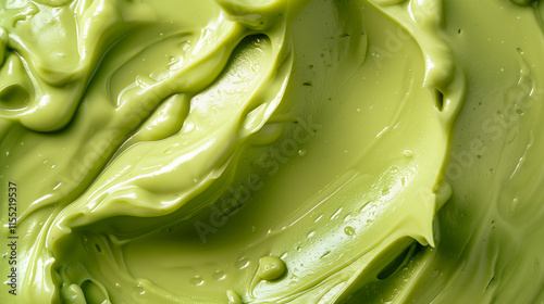 Close-up of smooth and rich green avocado cream
